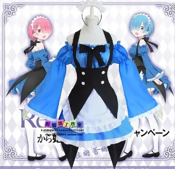 

Re: Life in a Different World from Zero Rem Ram Cosplay Costume Woman Girl Blue Maid Apron Dress Halloween Lolita Dress 1 order