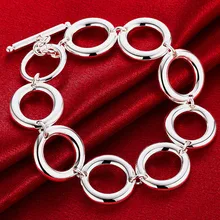 925 серебряный цвет Модные женские ювелирные изделия Круглый браслет 20 см для подарка девушки леди