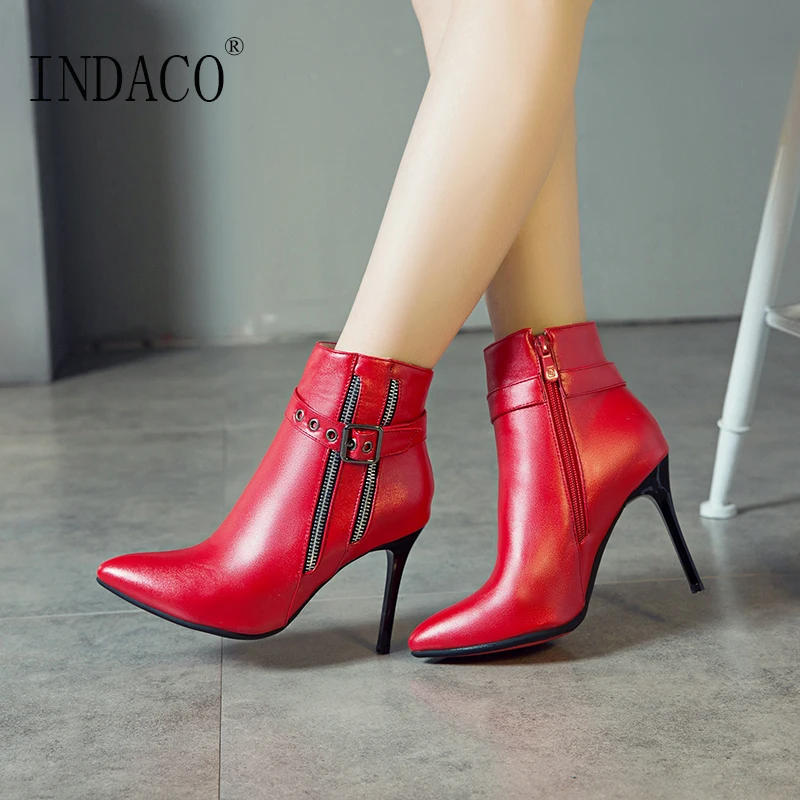 Boots Women Winter Shoes Women High Heel Boots Ankle Boots 10cm Zipper