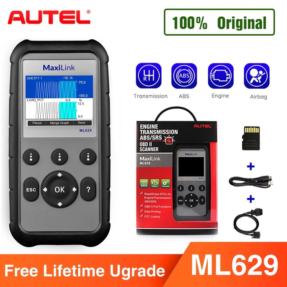 Autel ML629 считыватель кода Maxi Link автоматический диагностический инструмент OBD2 сканер ABS Airbag код ридер обновления autel ML619 AL619