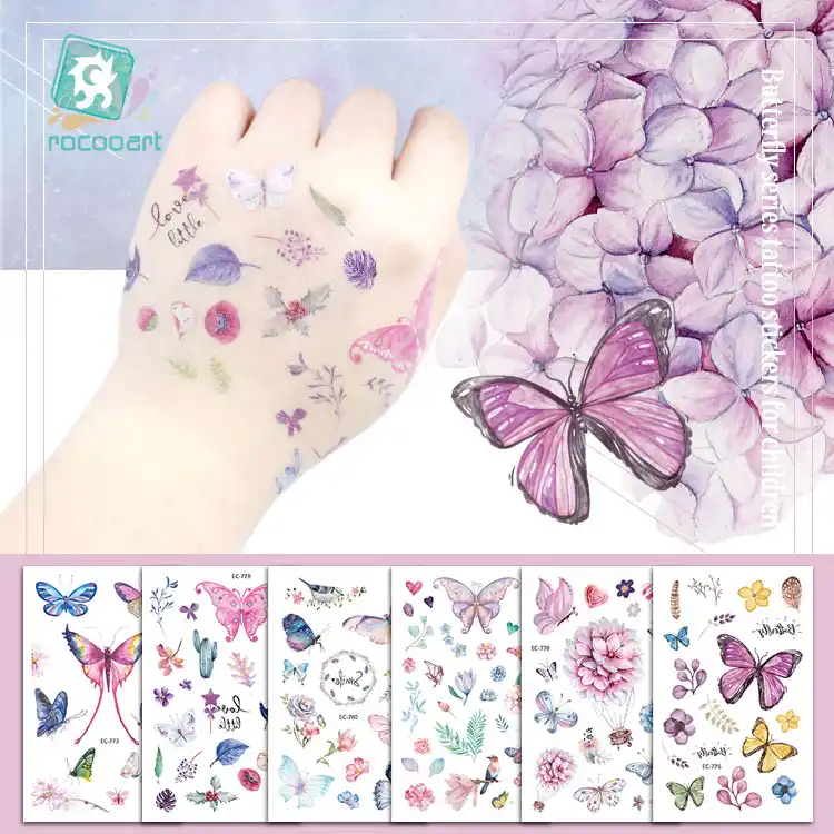 Rocooart Butterfly Tattoo Sticker For Children Birthday ...