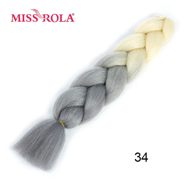 Miss Rola, 24 дюйма, крупное плетение, синтетические волосы для наращивания, 100 г, высокотемпературное волокно, Омбре, тон, вязание крючком, плетение волос 89 цветов - Цвет: P2/350