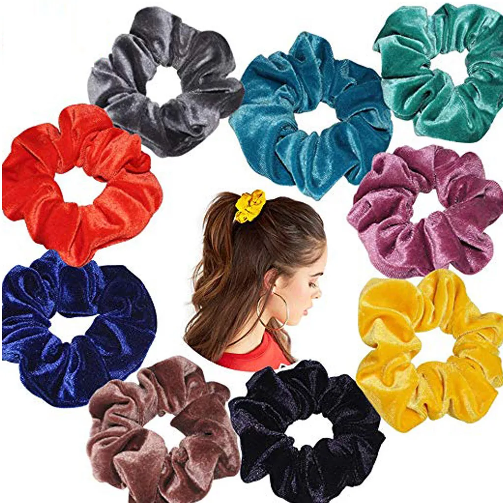 

chiffon Velvet satin Hair Scrunchie floral Grip Loop Holder Stretchy Hair band hair ties accessories leopard