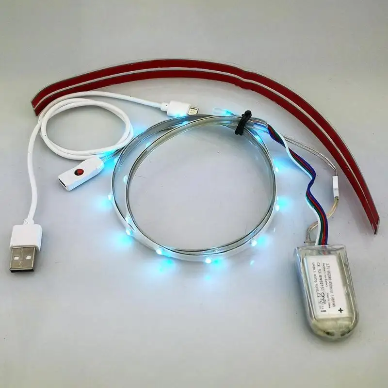Цветная (RGB) Светодиодные ленты света Водонепроницаемый 3,7 V DIY рабочего Гибкая ленточная лампа лента с помощью клейкой ленты 3м DIY может
