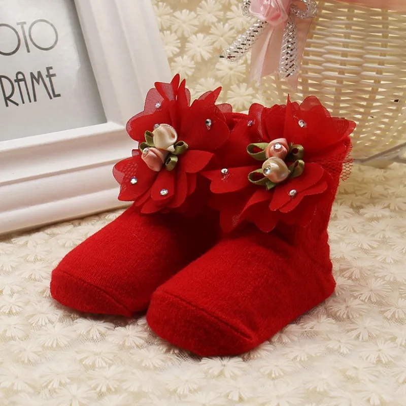 

Girls Spring Autumn Sweet Toddlers Infants Cotton Ankle Bow Socks Baby Princess Style Bowknot Lace Floral Socks