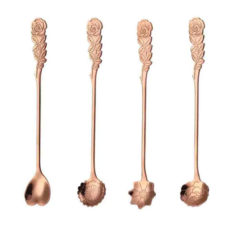 2019New arrival Dinnerware Sets Stainless Coffee Spoon Flower Shape Dessert Ice Cream Candy Tea Spoon #4A04 (5)