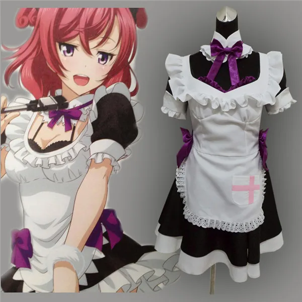 Lovelive нисикино Маки фартук платье школьный идол проект служанка Косплей Костюм