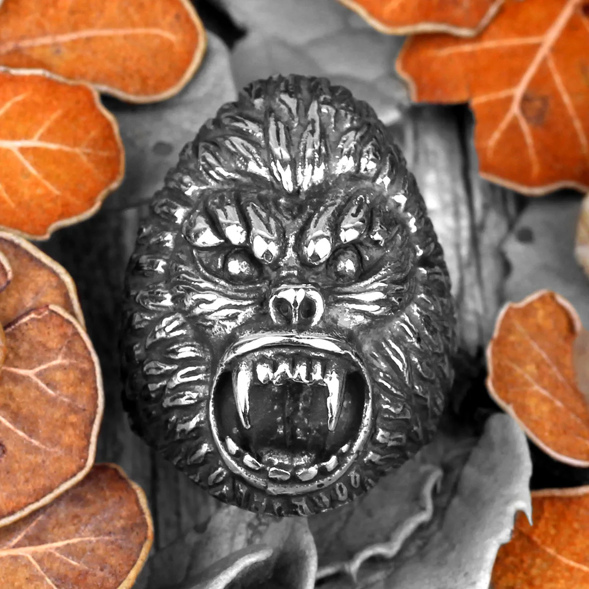 cheap Stainless Steel Men Rings Sun Wukong Monkey King Animal Punk Rock for Biker Male Boyfriend Jewelry Creativity Gift Wholesale