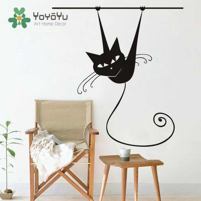 

Funny Siamese Cat On Branch Vinyl Wall Sticker Animal Art Removable Decal DIY Cute Cat Home Decor Vinyl Mural Sticker NY-14