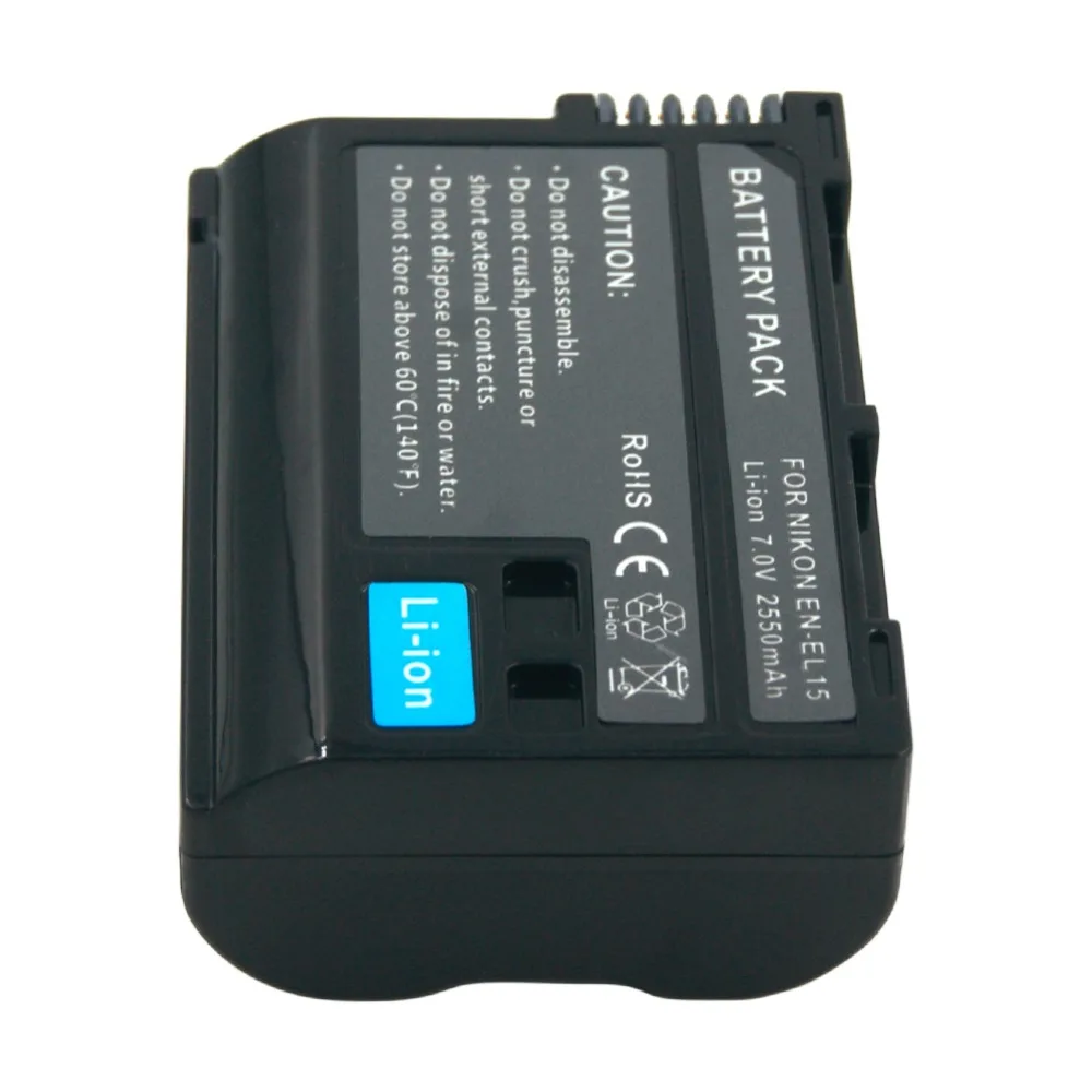 Billig 2PCS Wiederaufladbare Digitale batterie EN EL15 EN EL15 2550mAh Li Ion kamera akku für Nikon D7500 D7000 D500 D600 D800 d8100