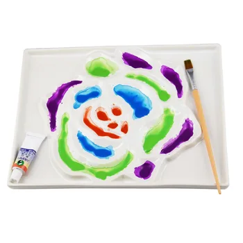 

Barteen White Eco-friendly Ceramics Palette Flower Shape Clean Up Easily Watercolor Pigment palette for Artist