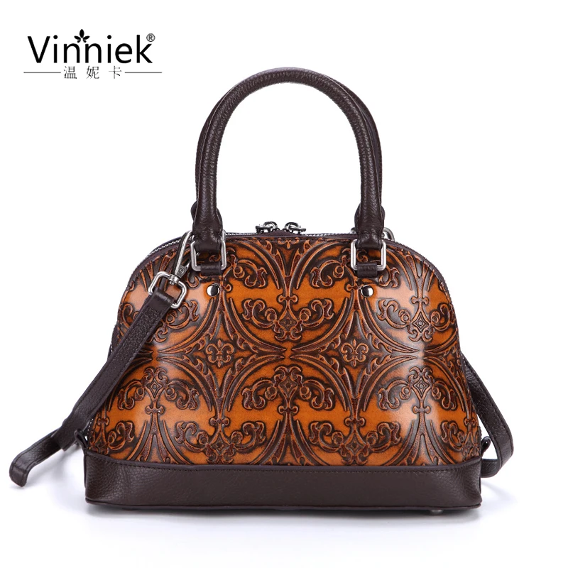 

100% genuine leather women bag vintage fashion large-capacity handbag casual ladies shoulder Messenger bag beautiful shell bag