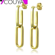 Новые модные геометрические длинные серьги с прямоугольным звеном для женщин, золотые серьги-гвоздики, букле d'oreille femme, эффектные серьги