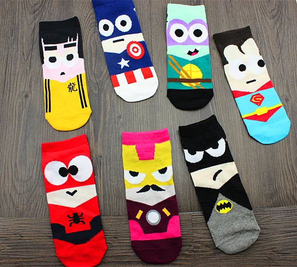 

Clearance Women Men Socks Funny Cartoon Captain American Superman Batman Short Socks Marvel Comic Casual Ankle Socks