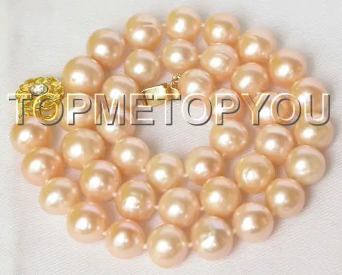 

Free Shipping >> Natural 10mm round pink pearls necklace E1072