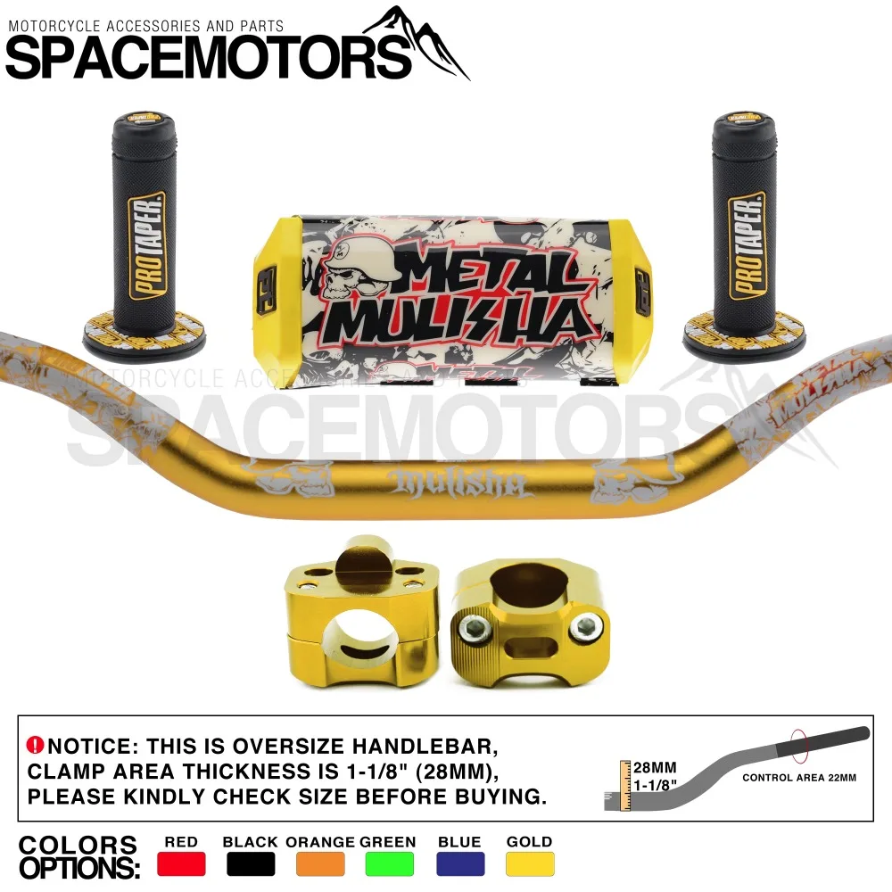 Руль ProTaper металлизиша fat 1 1/8 &quot28 мм и 22 до 28 riser clamp &amp квадратный 2 0 Pad Rubber gel like MX grips