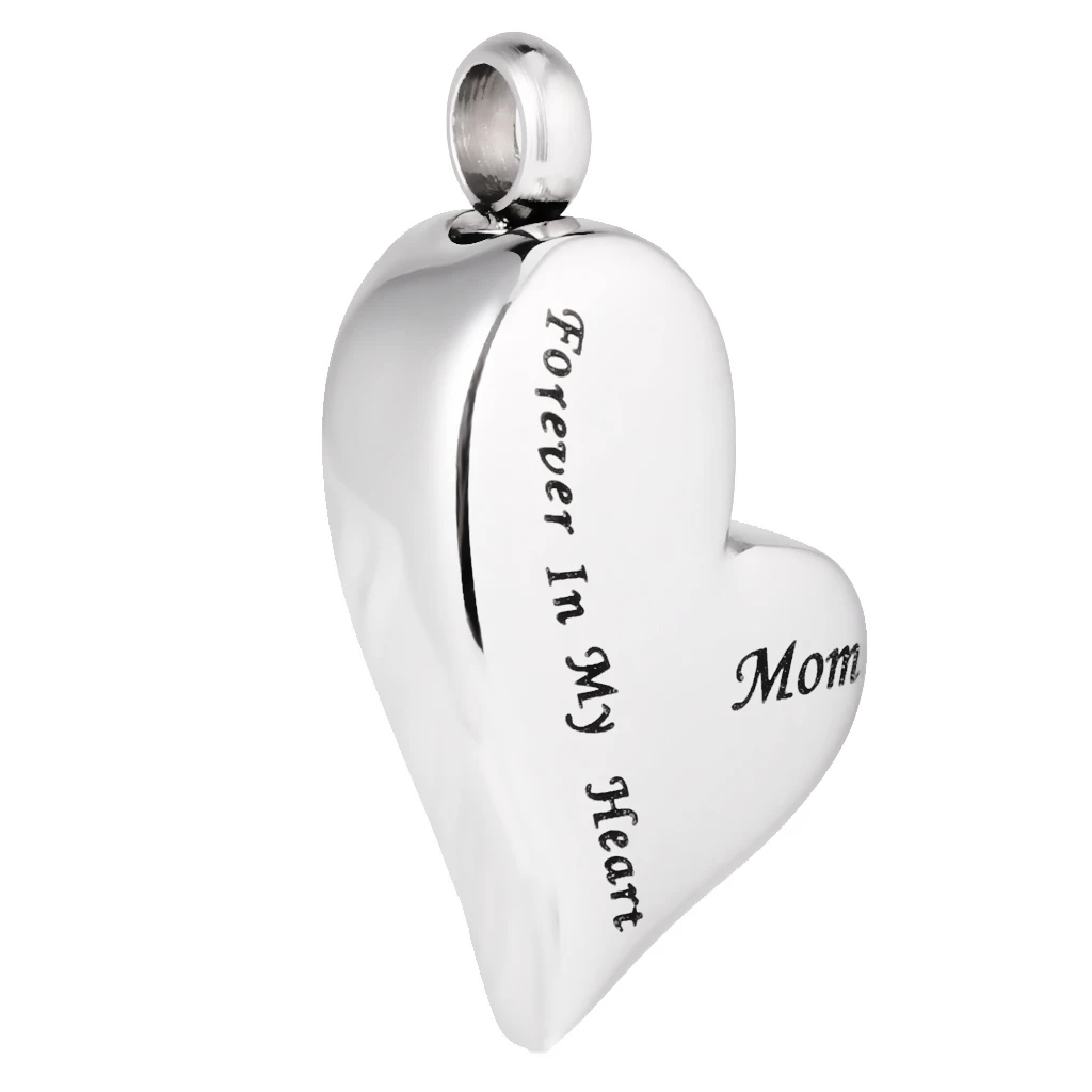 Mom Forever In My Heart Cremation Urn Pendant Jewelry Ball Bead Chain Necklace Mother\`s Day Gift