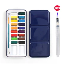 SeamiArt 12/18Color Solid Watercolor Paint Set for Children Drawing Water Color Paper Tin Box Pigment Painting Art Supplies