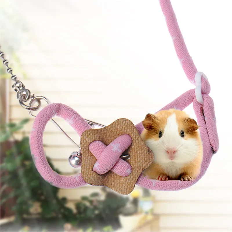 

2 color Hamster Harness And Leash Mouse Harness Lead Nylon Rope Adjustable Rat Traction With Anti Lost Bell Small Pet Harness