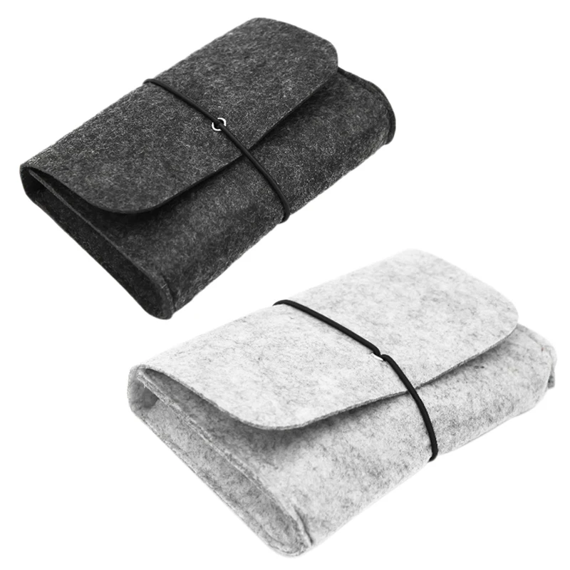 

New-Wool Fiber Power Bank Storage Bag Mini Sofe Felt Pouch For Data Cable Mouse Travel Organizer Electronic Gadgets Organizado