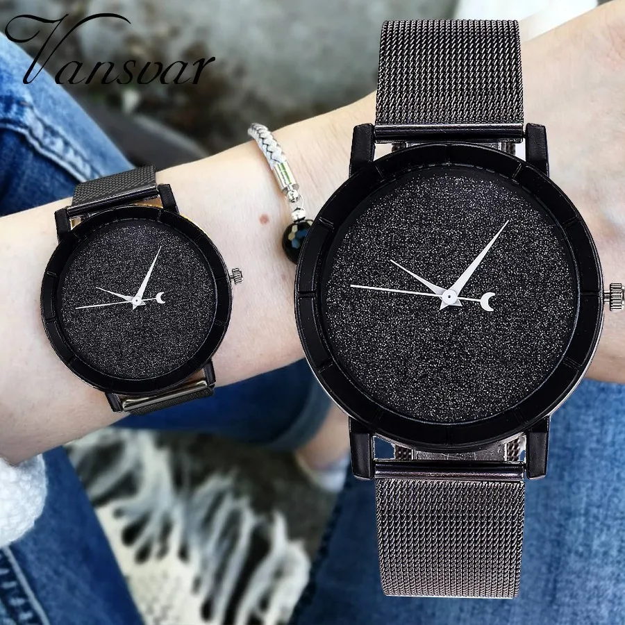 

Vansvar Brand Fashion Cute Moon Stars Design Wrist Watch Casual Women Romantic Starry Sky Dial Quartz Watch Relogio Feminino