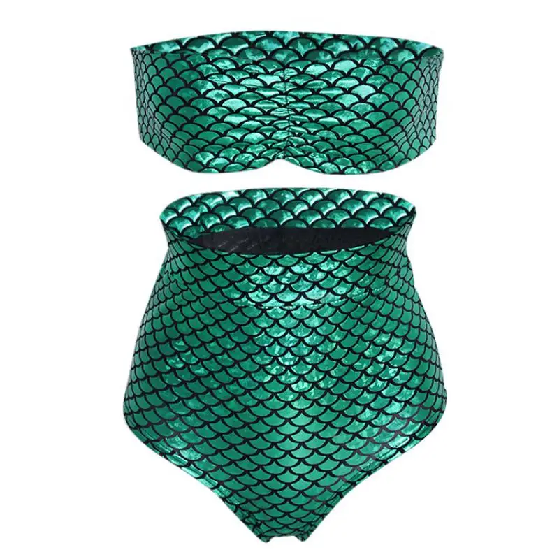 

2 pieces Fish scales mermaid Bra briefs Set Fitness Casual Basic Pantie Tube Bra sets for Women