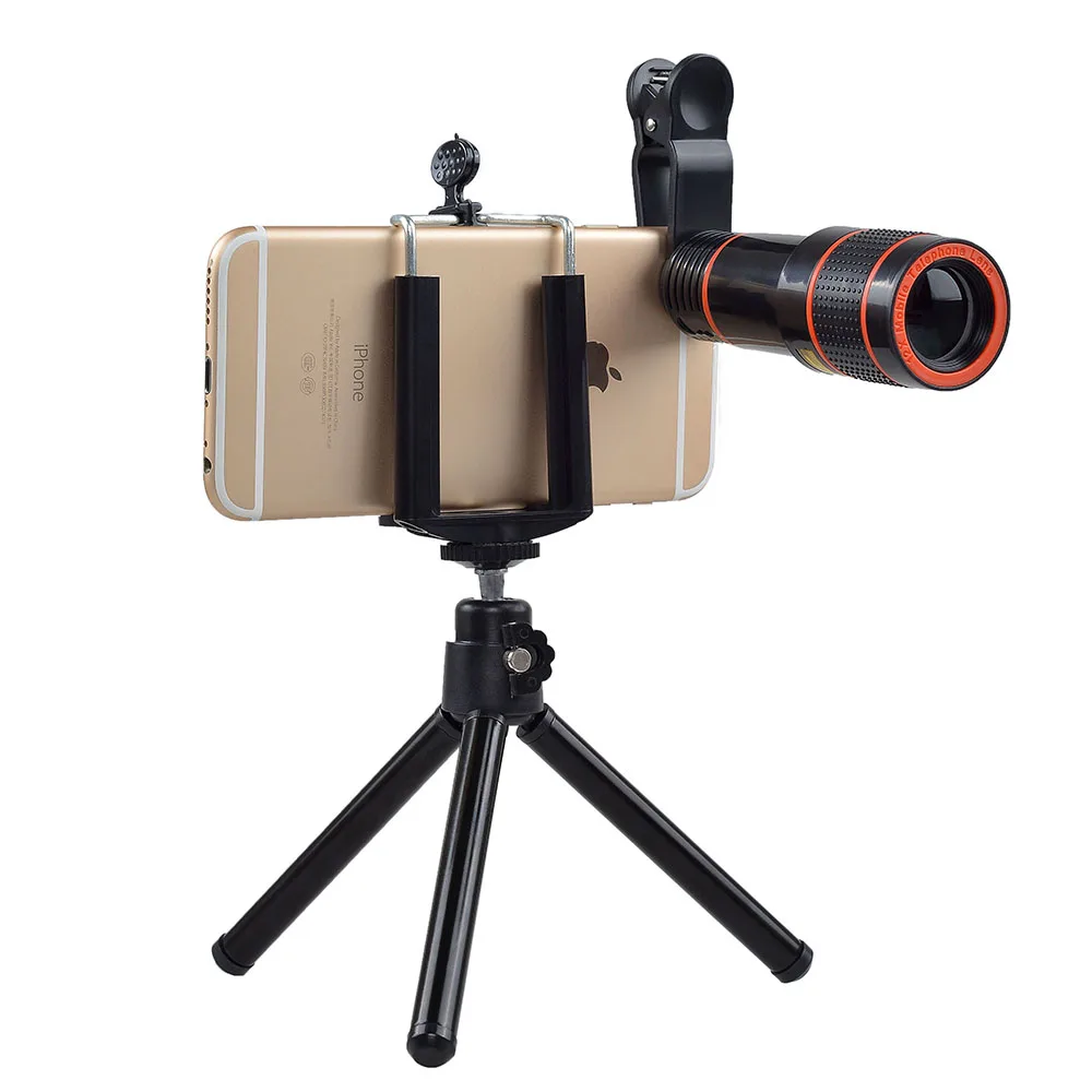 Phone Lens 12X Telephoto Zoom Lentes Telescope Tripod Holder Fisheye Wide Angle Macro Lenses Microscope For Huawei P7 P8 Lite P9 mobile phone camera lens