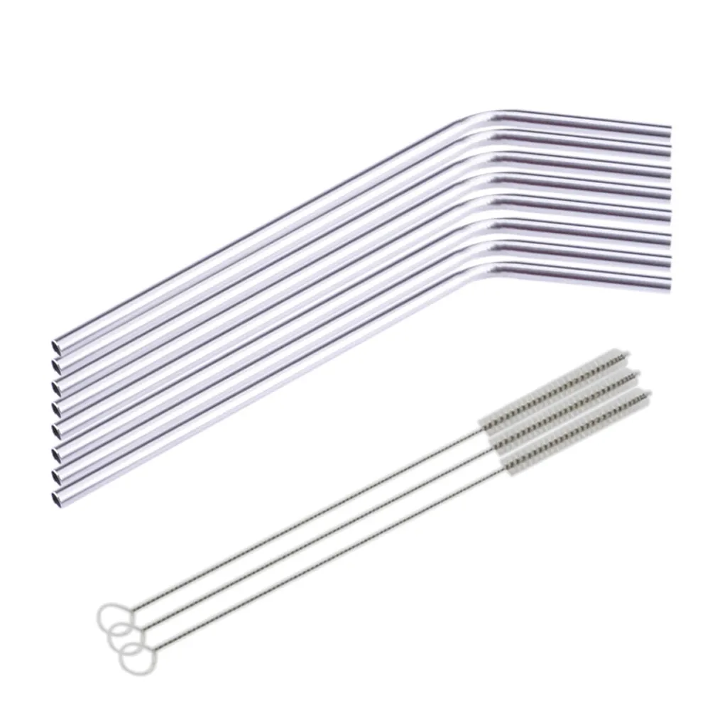 

8 Pcs Stainless Steel Metal Drinking Straw Reusable Straws + 3 Cleaner Brush Kit #4