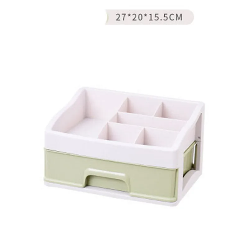 Green 1Layer Пластиковая коробка для хранения косметики, косметический ящик, контейнер для макияжа, органайзер для ногтей, шкатулка, настольный держатель для хранения, чехол для хранения, инструменты из бисера - Цвет: Green 1Layer