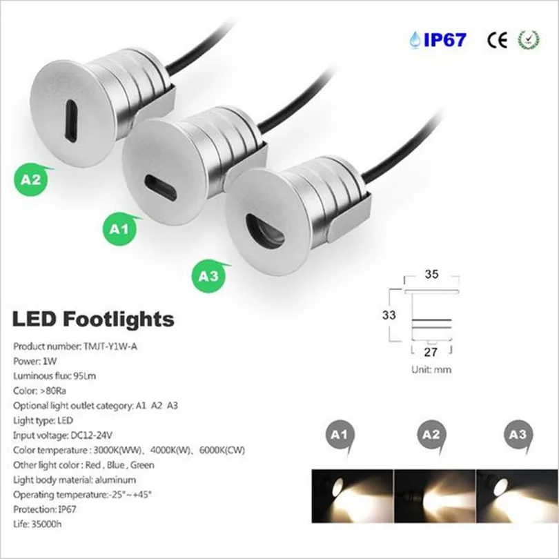 

ONDENN 1W DC12V 24V LED Inground Underground Spotlight Warm Cool White CE&RoHS LED Underground Lights CE&RoHS 5 Years Warranty