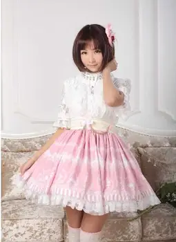 

Sweet Pink Lolita Crystal Chandelier Printed A Line Skirt for Lady