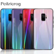 Лазерный чехол из закаленного стекла для samsung galaxy S8 S9 Plus S10 Lite Aurora Gradient, разноцветный противоударный чехол для samsung Note 8 9