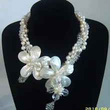 Многожильные жемчужные бусины, белая ракушка, цветок, Кулон, Ожерелье