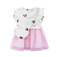 New Summer Girls Dress Strawberry Embroidery Kids Dresses For Girls Print Casual Dress Girls Clothes Princess Dress