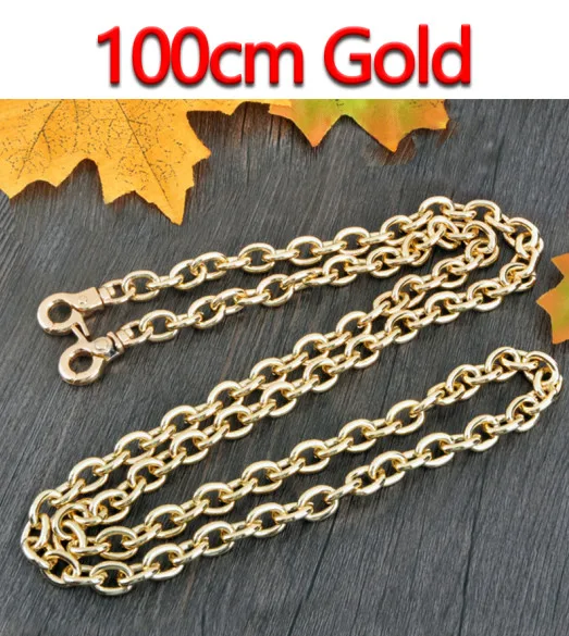 DIY 9mm Gold, Silver, Gun Black O Shape Chains Replacement Shoulder Bag Straps for Small Handbags Belts Handles - Цвет: 100cm Gold