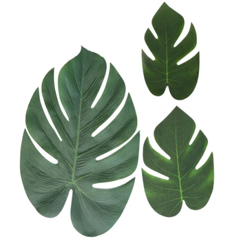 

Promotion 90 Pcs Artificial Leaves Luau Party Decoration Monstera Fake Large Green Leaf for Hawaiian Decorations Jungle Beach