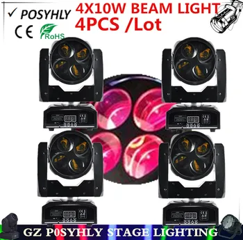 

4pcs/ MINI super 4X10W beam lights dmx512 led spotlight rgbw moving head lights professional dj equipment