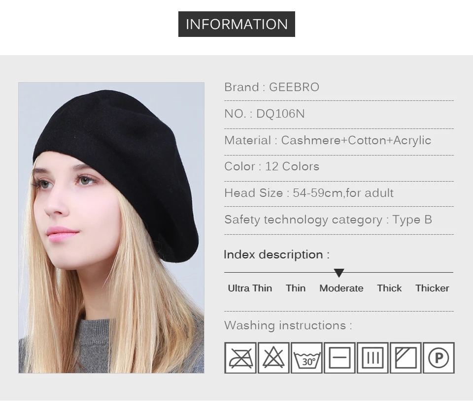 Geebro, женский берет, шапка, зимняя, однотонная, кашемировая, вязаная, берет, шапка для женщин, французский берет для художника, для женщин, chapeau Femme