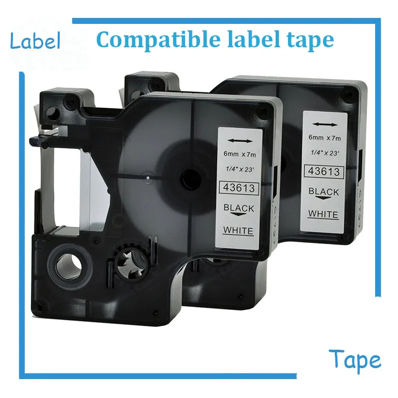 2pk 43613 Compatible Dymo D1 6mm Label Printer Black On White Dymo