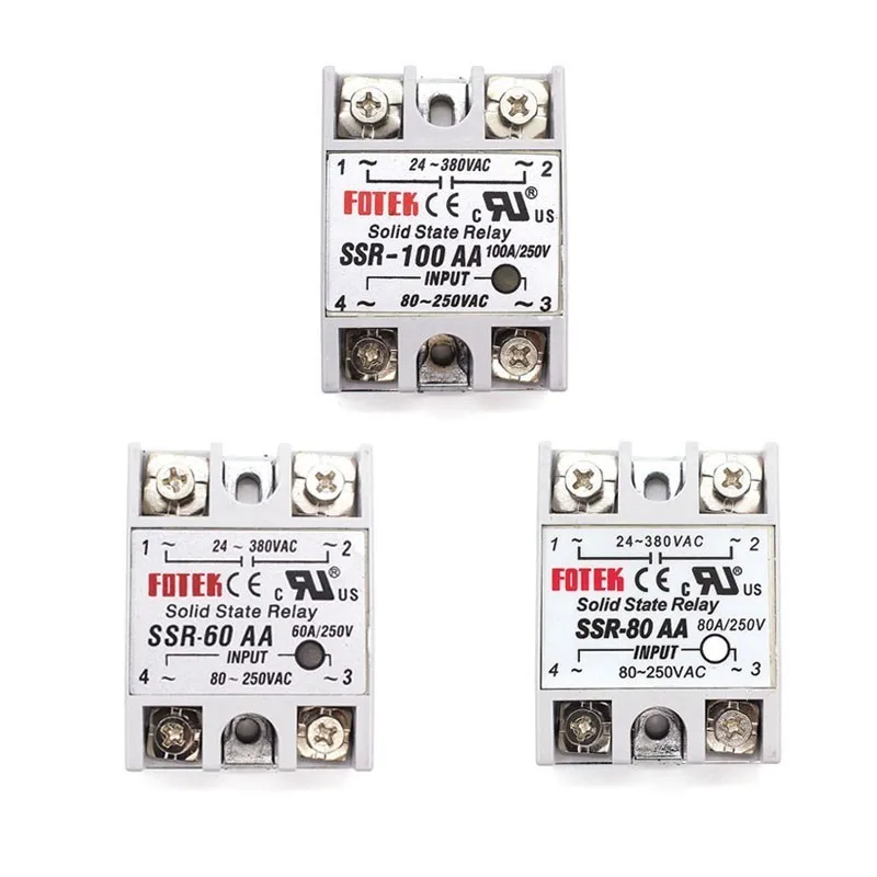 Твердотельное реле 12 В 24 Φ 60A 80A 100A 3-32v AC TO 24-380v SSR 60AA 80AA 100AA Rele источник питания |