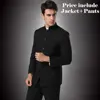 Jacket + Pants Men Formal Business Suits Pants Chinese Tunic Suits Black New Arrival Traditional Mandarin Plus Size XXXXL F048 3