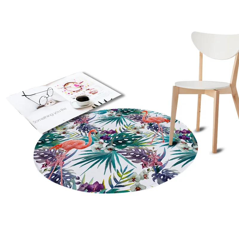 Фламинго Печатный коралловый бархатный коврик на стул и на пол большой круглый ковер для гостиной детской спальни тропические растения наружные коврики - Цвет: 2