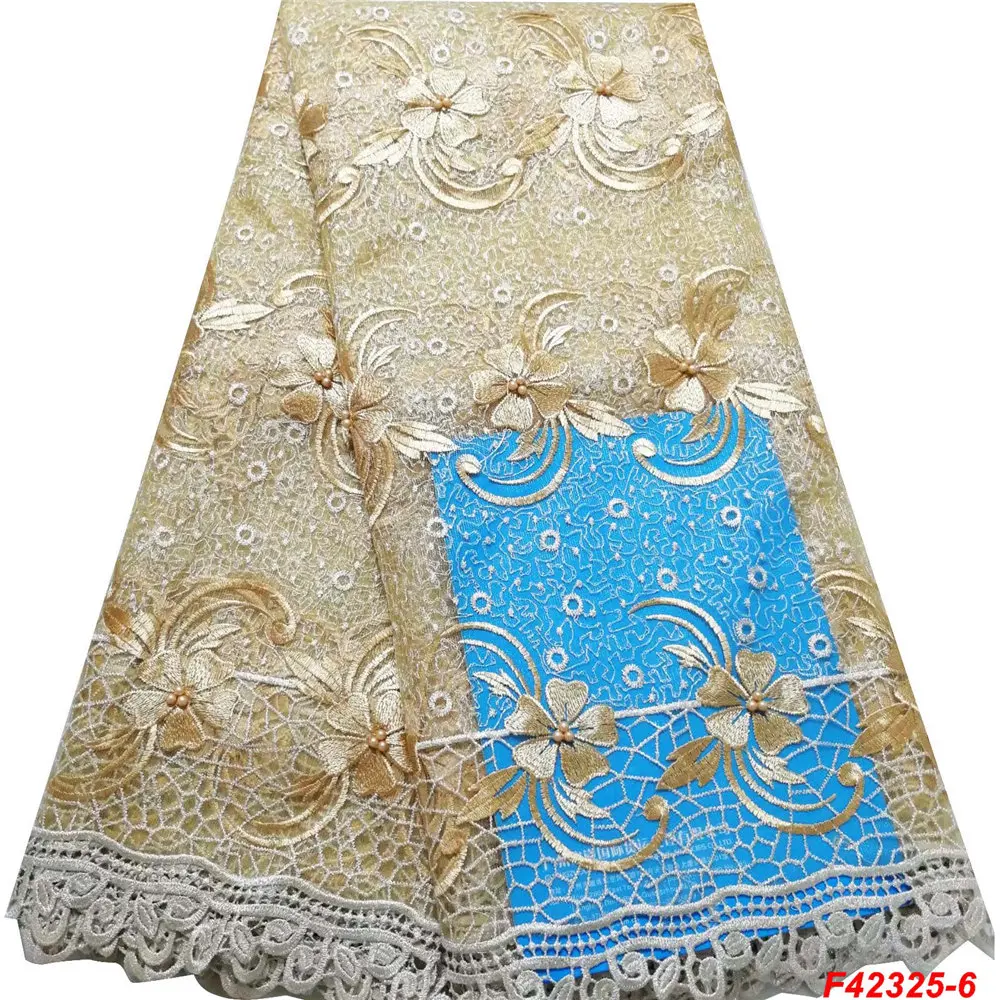 Новейшая белая сетка кружева цвет Beded французская кружевная ткань африканский тюль чистая ткань Высокое качество нигерийские кружевные ткани F42325
