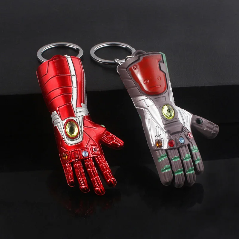 15pcs/lot The Avengers Wholesale Iron Man Infinity Gauntlet Keychain Thor Axe Hammer Enamel Weapon Metal jewelry Men Car Keyring