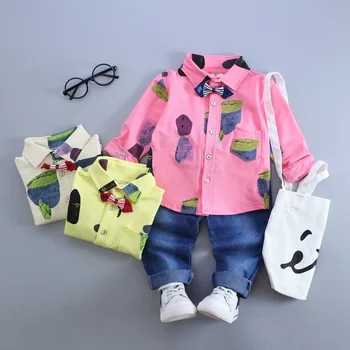 

2016 spring autumn new baby boys girls 100%cotton shirt T-shirt + overalls suit letter 2pcs/sets of children brand Free Shipping