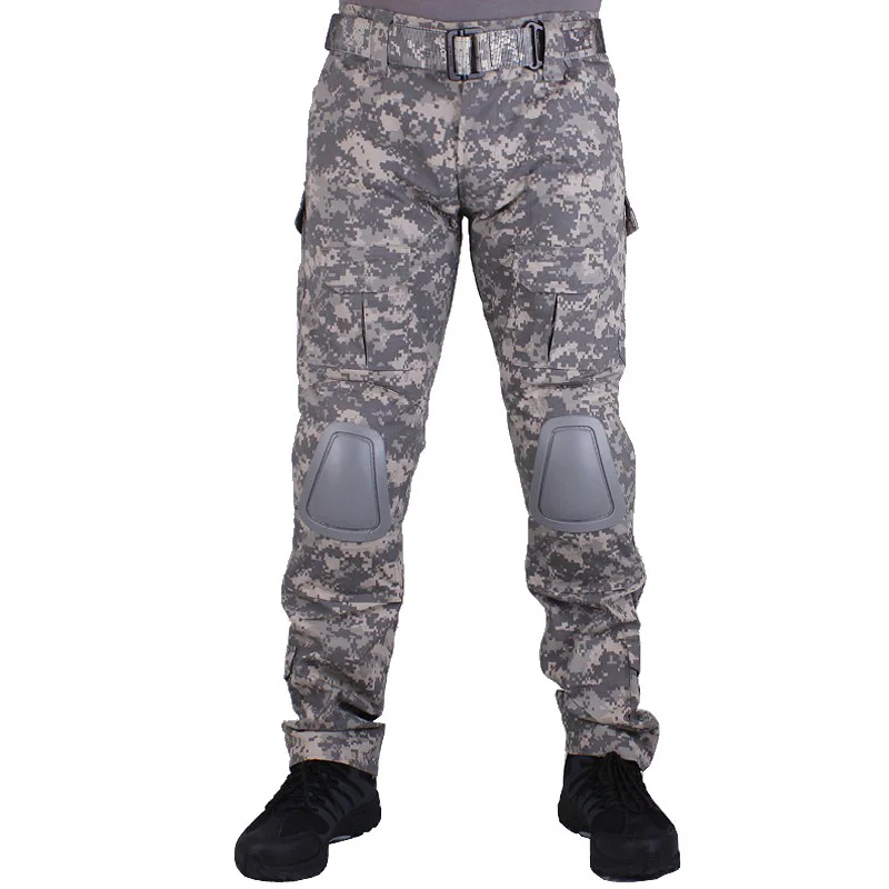 Камуфляжные военные штаны, мужские брюки тактические армейские брюки со съемными наколенниками ACU - Цвет: ACU