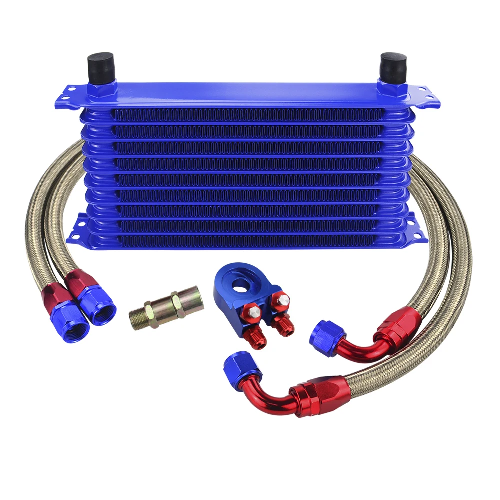 WLR-Универсальный 10 рядов масляный радиатор комплект+ Масляный фильтр Сэндвич адаптер+ нержавеющая сталь плетеный Масляный шланг с PQY стикер+ коробка