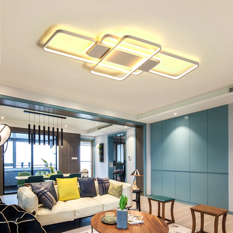 Новая квадратная Светодиодная потолочная люстра для гостиной, спальни, алюминиевая домашняя люстра, современная люстра, потолочная лампа, светильники