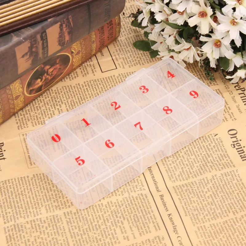 

10 Different Sizes Storage Box Plastic False Clear Compartments Nail Tips Storage Boxes Organizer Tools For jewerly earring