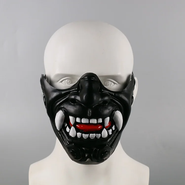 Half Cover Knight Warrior Samurai Mask Airsoft Mask Halloween Cosplay Costume Wall Mask Hannya Kabuki Evil Demon Onimaru Mask (5)